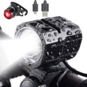 Nestling® USB Rechargeable LED Bike Light Set, 1200 Lumen Bicycle Headlight Waterproof Flashlight