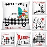 RRP £25.99 Tatuo 6Pcs Christmas Pillow Cushion Covers Christmas Holiday Decor Throw Pillow Case