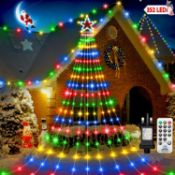 RRP £23.99 Christmas Tree String Lights, 2M x 10 Lines with Star Tip, 8 Lighting Modes, Waterproof