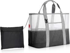 RRP £42 Set of 2 x YOOFAN Beach Tote Bag- Mesh Wet Sports Gear Shoulder Bag Waterproof Duffle