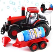 RRP £19.99 Prextex Bump & Go Bubble Blowing Tractor Toy for Toddlers - Fun Farm Playset