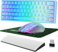 RRP £37.99 60% Wireless Gaming Keyboard & Mouse & Wrist Rest Combo 2.4GHz Rechargeable 3800mAh 61