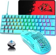 RRP £39.99 60% UK Layout Wired Gaming Keyboard and Mouse 62Keys Mini Compact Mechanical 19 Rainbow