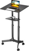 RRP £91.99 BONTEC Mobile Standing Laptop Desk Converter, Sit Stand Desk with Wheels, Height