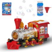 RRP £21.99 Prextex Kids Interactive Choo-Choo Bubble Blowing Lawnmower Tractor Toy - Fun Outdoor