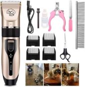 RRP £57 Set of 3 x Dog Clippers, Rechargeable Low Noise Cordless Pet Clippers, with 4 Guide Combs