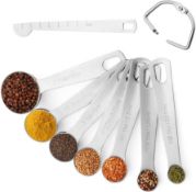 RRP £40 Set of 4 x Measuring Spoon Set, 8Pcs Measuring Cups Stainless Steel Tablespoon Tools with