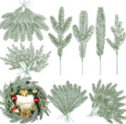 RRP £34.99 Artificial Pine Branches 4 Styles Christmas Pine Needles 60-Pieces Faux Leaves Needle
