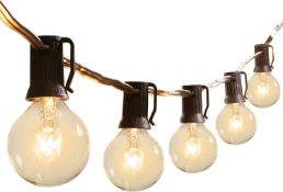 Brightown Outdoor String Lights, 28FT Garden Lights Mains Powered with 25+2 G40 Bulbs, Waterproof