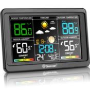RRP £39.99 Geevon Wireless Weather Station with Outdoor Sensor, Radio Controlled Clock, Color