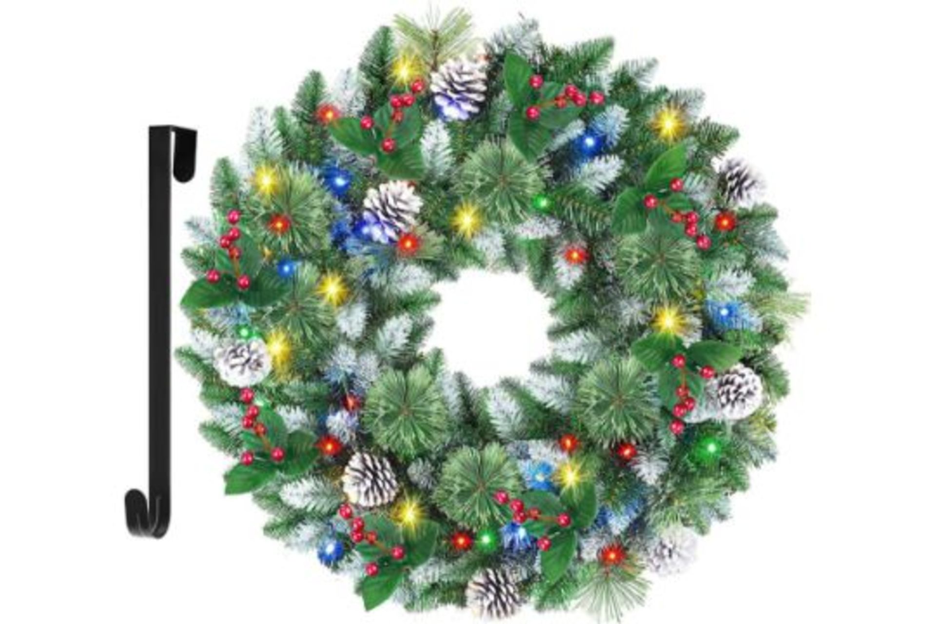 RRP £31.99 SHareconn 60 cm/24 Inch Xmax Christmas Wreaths for Front Door, Large Artificial Christmas