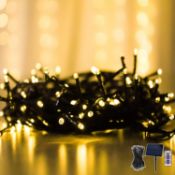 RRP £20.99 Solar String Lights, 100 Warm Lights String, 15m, Remote Control, Dimmable, Timer,