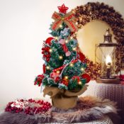 RRP £19.99 Mini Christmas Trees LED Lights 50cm Small Xmas Artificial Decorations Prelit Tabletop