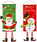 RRP £48 Set of 4 x Idefair 2Pack Merry Christmas Fabric Flag,Xmas Door Porch Decor Hanging Ornament