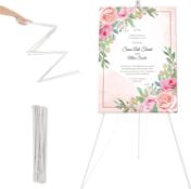 RRP £80 Set of 4 x White Easel Stand for Wedding Sign & Poster 63'' Tripod Collapsible Portable