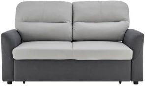 RRP £345 Bravich Pull Out Two Seater Sofa Bed - Faux Suede Grey Fabric. Modern Space Saving