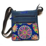 RRP £39.99 Ethnic cotton bag with colourful prints and leather inserts, cotton and leather