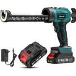 RRP £99.99 Uaoaii Cordless Caulking Gun, 20V Electric Caulk Adhesive Gun w/2.0Ah Li-Battery &