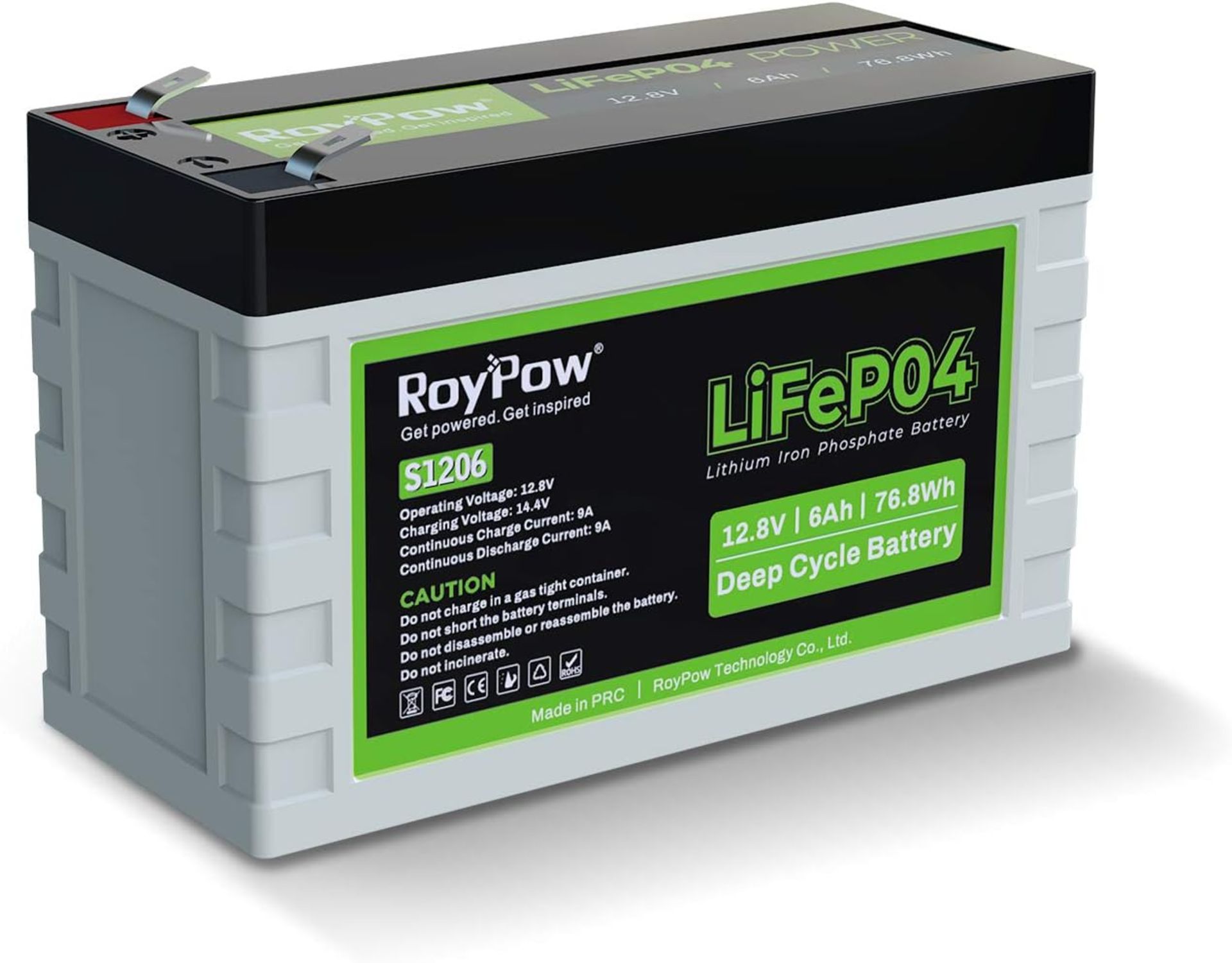 RRP £39.99 RoyPow Deep Cycle LiFePO4 Battery Pack 12V 6Ah Lithium Iron Phosphate Battery 3500 Cycles