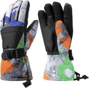 RRP £30 Set of 3 x Ski Gloves, Warmest Waterproof and Breathable Snow Gloves for Cold Weather