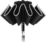 Inverted Umbrella Windproof, Auto Open and Close Compact Black Umbrella