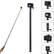 RRP £31.99 AuyKoo 106"/2.7M Long Carbon Fiber Selfie Stick for GoPro, Extendable Handheld Pole