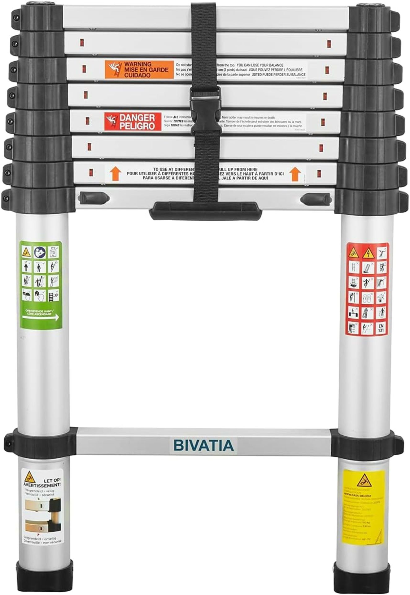 RRP £69.99 BIVATIA Telescopic Ladder 2.6M Aluminum: 8.5FT Telescoping Ladder Extendable Foldable