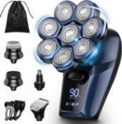 8D Head Shaver Electric Bald Head Shaver with Nose Hair Trimmer, Waterproof Rotary Shaver Grooming