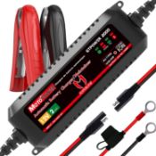 RRP £26.99 MOTOPOWER MP00207A-UK 12V 2Amp Automatic Battery Charger/Maintainer-UK Plug