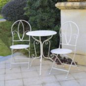 RRP £109 GlamHaus Garden Bistro Patio Set, 3 Piece Outdoor Or Indoor Metal Foldable Furniture, 2