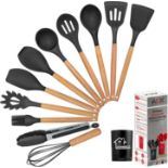 AEX Kitchen Cooking Utensils Set, 12 Pcs Non-Stick Silicone Cooking Kitchen Utensils Spatula Set