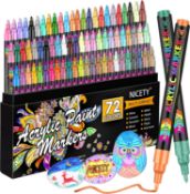 RRP £27.99 NICETY Acrylic Paint Pens Set - 72 Colours Paint Markers for Rock Painting Stone Glass