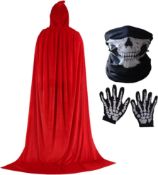 RRP £24 Set of 2 x Alaiyaky Black Cloak Red Cloak Vampire Cloak Kids Halloween Cloak with Red Cape