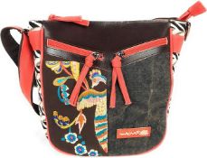 RRP £49.99 Macha Women's Ethnic Indian Cotton and Leather Shoulder Bag