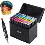 RRP £19.99 Dual Tips Markers Set, Graphic Marker Pens,Touchbool-60 Colours Permanent Art Markers Set