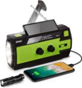 RRP £36.99 Emergency Weather Radio,Tintec 4000mAh Solar Hand Crank Weather Radio Motion Sensor