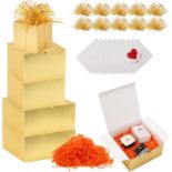 RRP £26 Set of 2 x 10-Pack Kattepote Gold Gift Boxes set, Includes Crinkle Cut Paper Filler, Pull