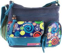 RRP £54.99 Macha BAG in cotton and leather inserts with colorful prints,Handbag Shoulder bags in