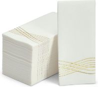 RRP £20.99 JEBBLAS Disposable Guest Towels, 100 Pack Linen Feel Hand Towels, Cloth-Like Paper
