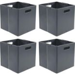 RRP £19.99 Waikhomes Plastic Collapsible Box with Handle, Set of 4 Foldable Square Cubes Organisers