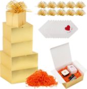 RRP £26 Set of 2 x 10-Pack Kattepote Gold Gift Boxes set, Includes Crinkle Cut Paper Filler, Pull