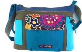 RRP £48.99 Macha Ethnic Bag Cotton with Colourful Prints and Leather Panels, Shoulder Bag for