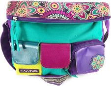 RRP £48.99 Macha Shoulder Bag Cotton Leather Colorful Hippie Print Handbag for Women Indian Ethnic