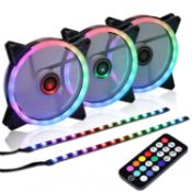 RRP £35.99 OneWatt DS Addressable RGB LED 140MM Case Fans Remote Control for PC Cases, Radiators