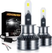 RRP £64 Set of 2 x MONDEVIEW Kit H1 LED Headlight Bulb 60W 16000LM 6000K H1 LED 200% Extremely