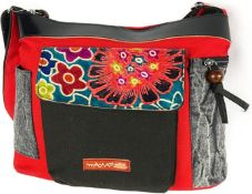 RRP £48.99 Macha Ethnic Bag Cotton with Colourful Prints and Leather Panels, Shoulder Bag for