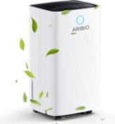 RRP £149 Aribio 12L/Day Dehumidifier with Digital Humidity Display & Control, 2L Water Tank &