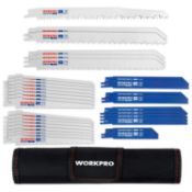 RRP £21.99 WORKPRO 32-Piece Reciprocating Sabre Saw Blades Set for Wood & Metal, with Organizer