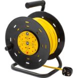 RRP £59.99 SLx Outdoor Extension Lead, 50m, 4 Socket Extension Reel, Heavy Duty Extension Cable,
