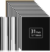 RRP £24.99 YRYM HT White and Black HTV Heat Transfer Vinyl Bundle - 31 Pack 12" x 10" Sheets Iron on